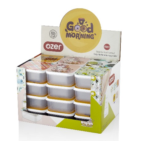 Ö-F012 4DB-OS DEKOROS TÁROLÓ SZETT (0,3L+0,45L+0,65L+1L)