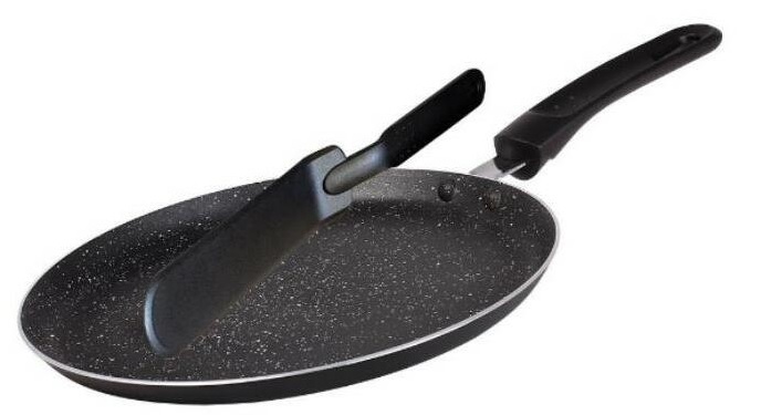 BL-1531MB-SP PALACSINTASÜTŐ SPATULÁVAL 24*2CM FEKETE/MARBLE LINE