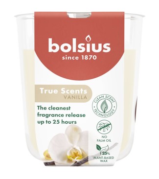 BOLSIUS ILLATGYERTYA ÜVEGBEN 25HR 80/73 MM-VANÍLIA