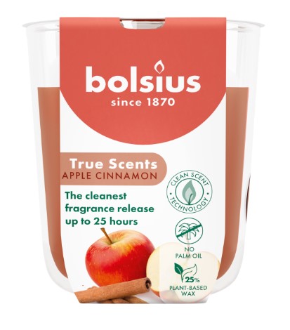 BOLSIUS ILLATGYERTYA ÜVEGBEN 25HR 80/73 MM-ALMA-FAHÉJ