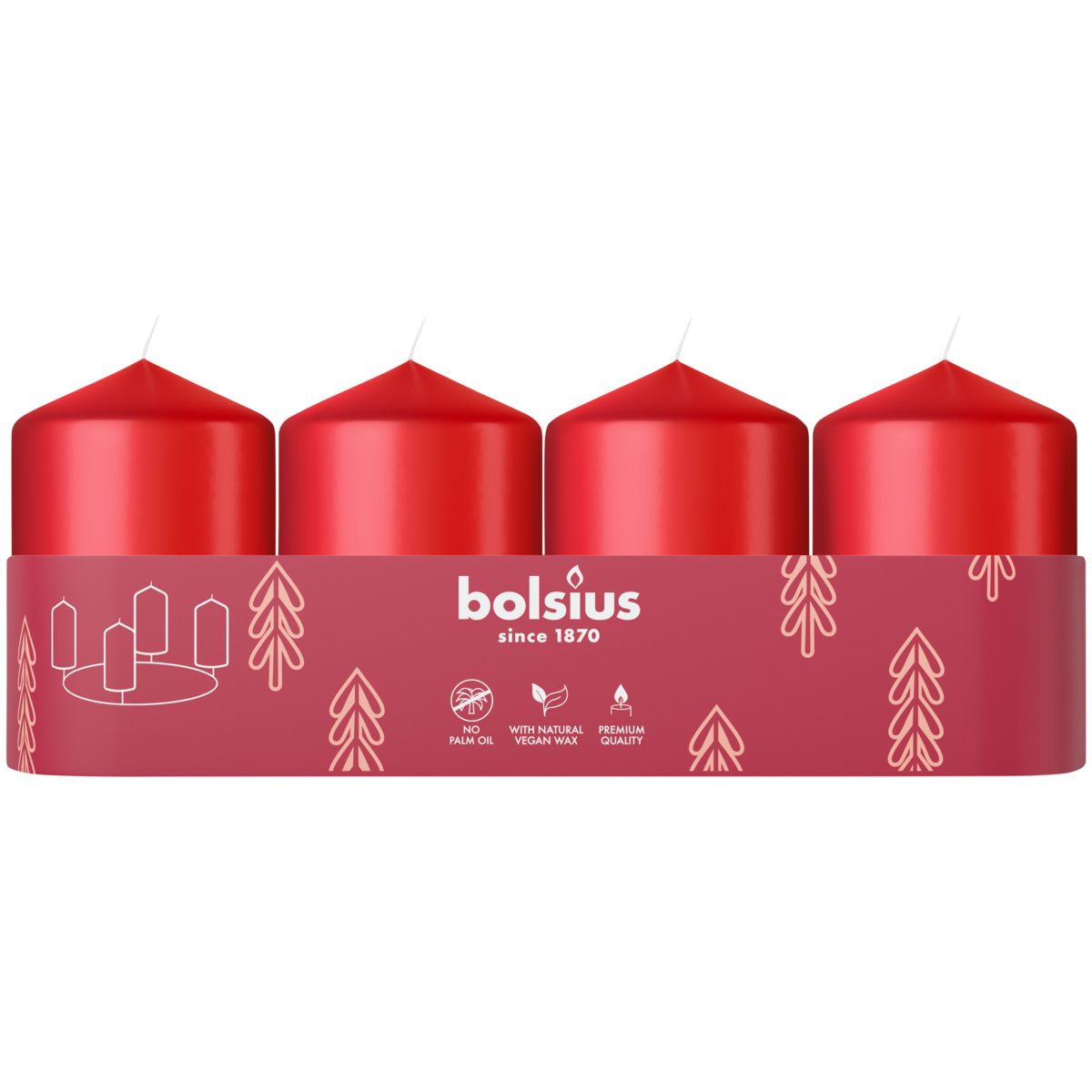 BOLSIUS PILLAR GYERTYA 7HR 60/40 MM 4 DARAB-PIROS