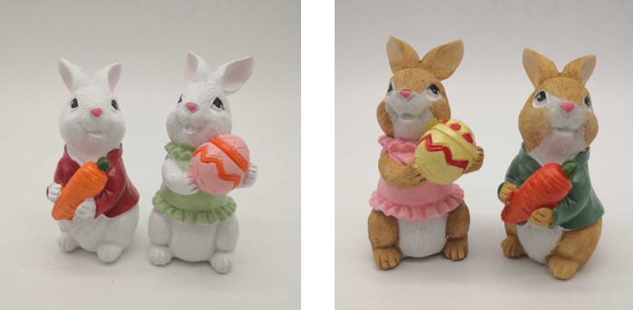 HÚSVÉTI NYUSZI KERÁMIA FIGURA  BARNA/FEHÉR 10 CM (846208/846209)