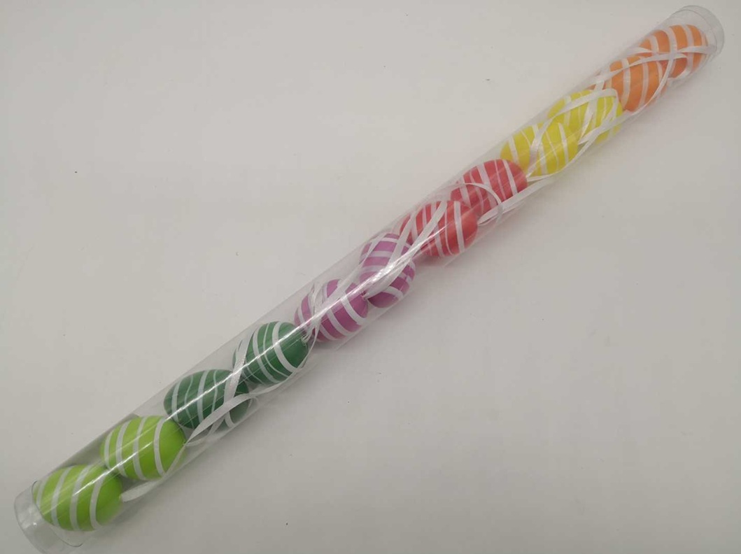 HÚSVÉTI DEKOR CSÍKOS TOJÁS HENGERBE 4CM 12DB (845631)