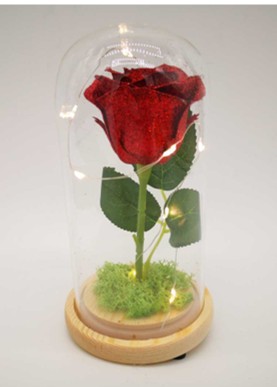ÜVEG BÚRÁS VILÁGÍTÓ RÓZSA 16CM 846904